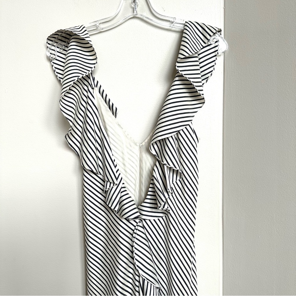 Ralph Lauren Black and White Diagonal-Stripe Ruffle Maxi Dress - Picture 6 of 7